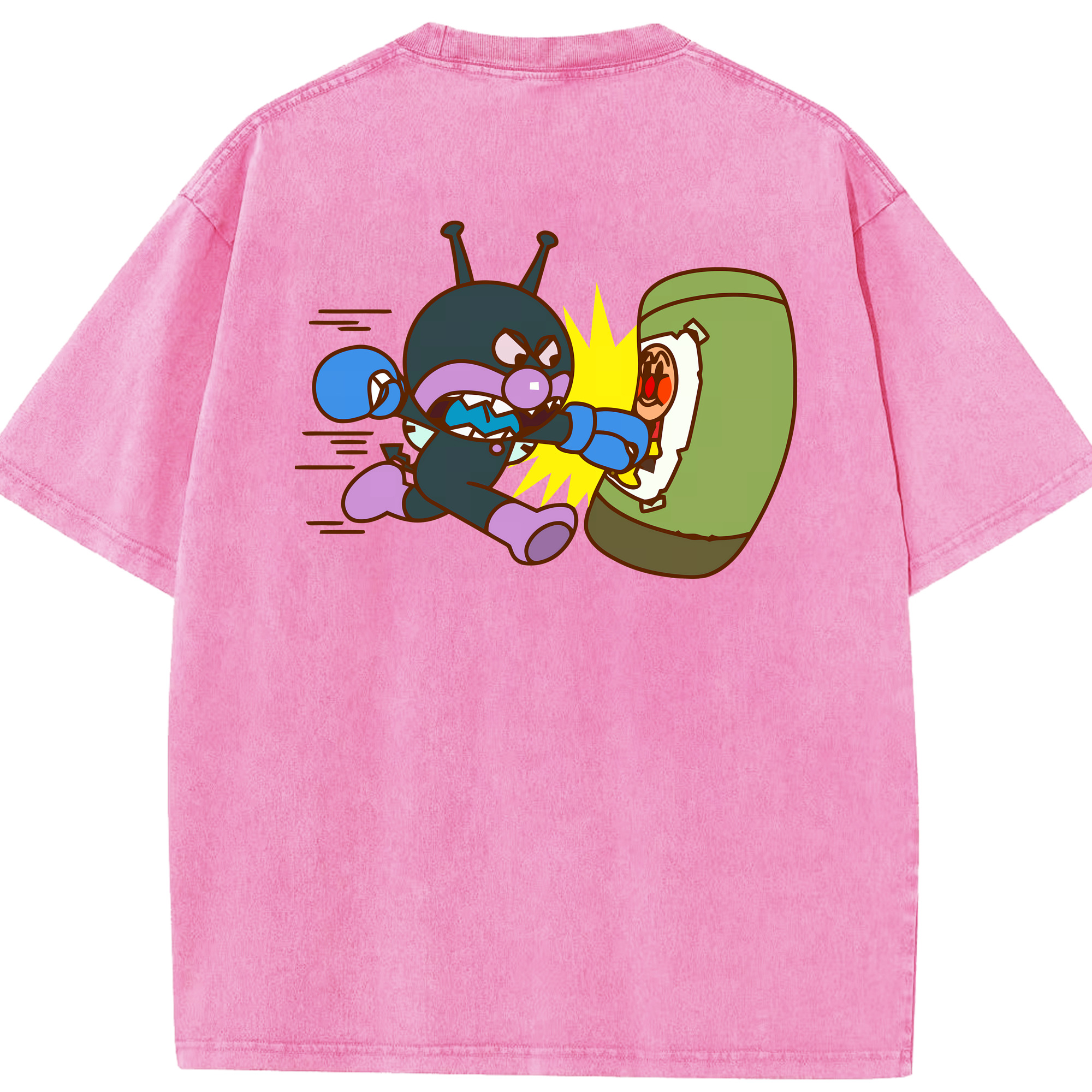 （画像用） アンパンマン Anpanman 綿100% ヴィンテージ風 半袖Tシャツ（背面プリント）